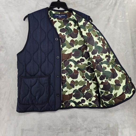 Comme des Garcons Other - Comme Des Garçons Homme Quilted Vest Mens Small Full Zip Blue Camo Made In Japan